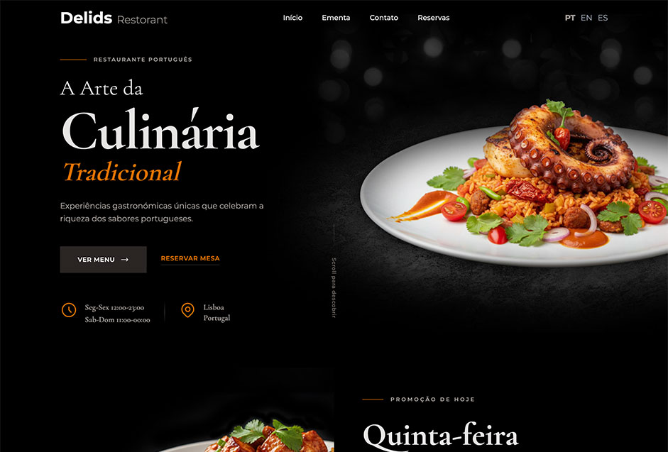 Delids Restaurant Website.